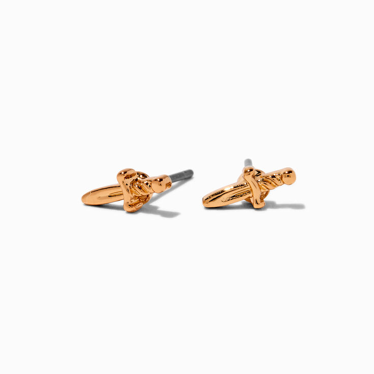 Gold-tone Dagger Stud Earrings,