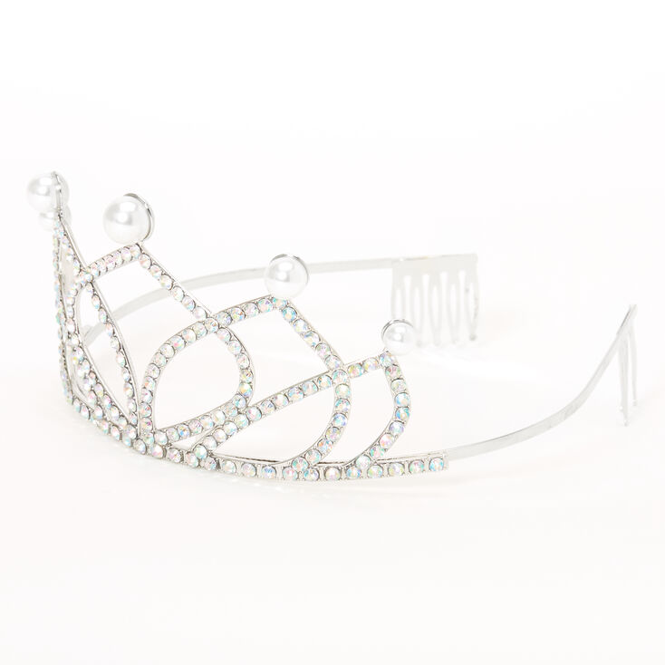 Claire's Diadème avec perles d’imitation et strass couleur argentée Claire's Club