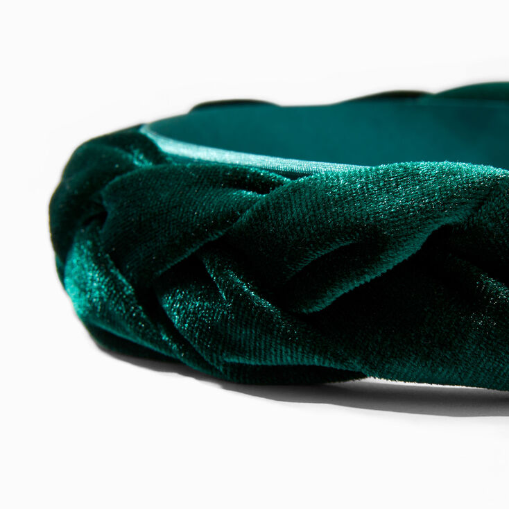 Emerald Green Braided Velvet Headband,