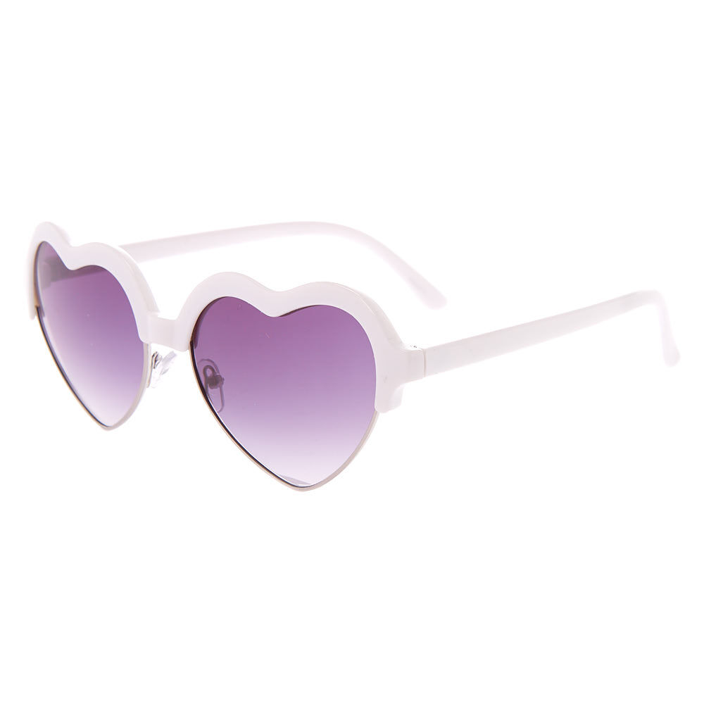 Heart Shaped Brow Sunglasses White