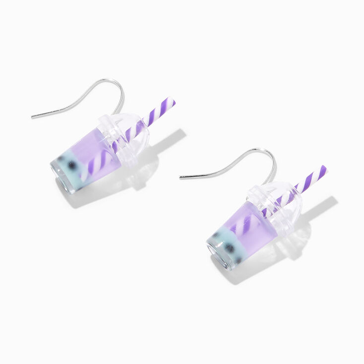 Purple Bubble Tea Glow in the Dark 0.5&quot; Drop Earrings,