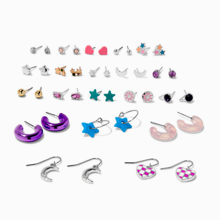 Purple Hoops Earring Stackables Set - 20 Pack,