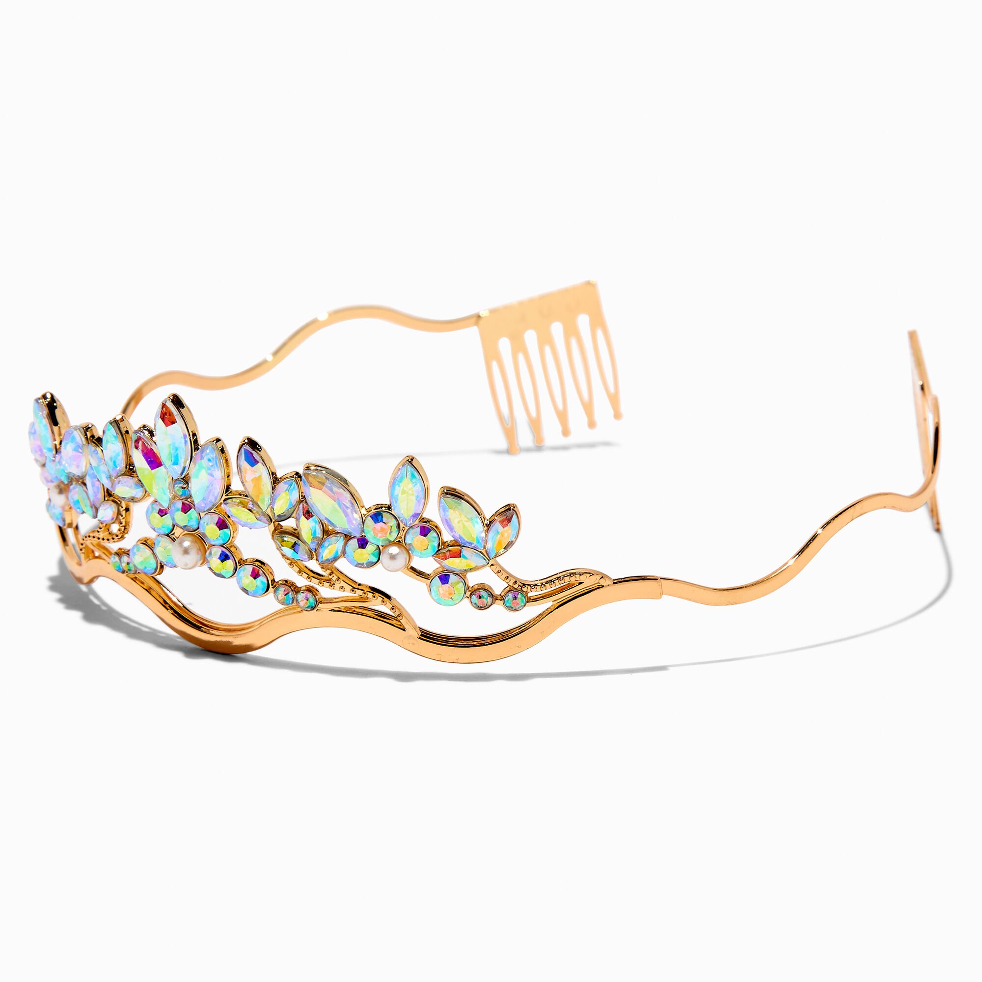 Claire's Club Gold-tone Iridescent Gem Tiara,