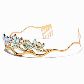 Claire&#39;s Club Gold-tone Iridescent Gem Tiara,