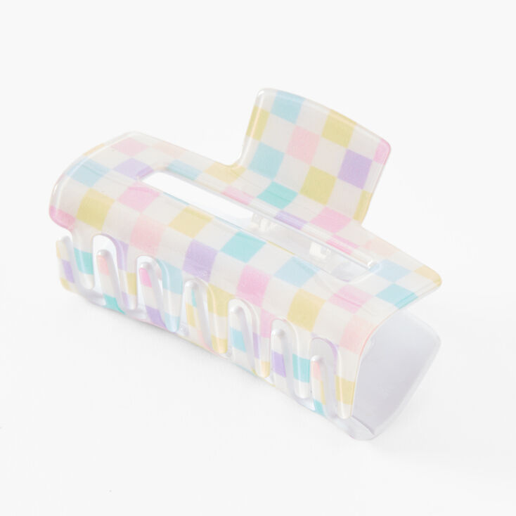 Pastel Rainbow Checkered Small Hair Claw,