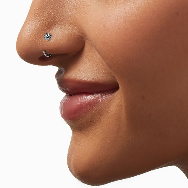 20G Mixed Metal Titanium Cubic Zirconia Nose Hoops - 6 Pack,