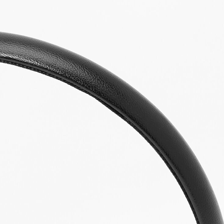 Black Faux Leather Thin Headband,