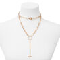 Gold Circle Bar Multi Strand Chain Necklace,