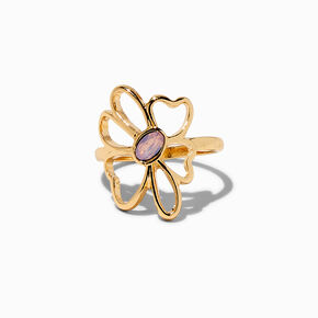 Blush Pink Flower Gold-tone Rings - 5 Pack,