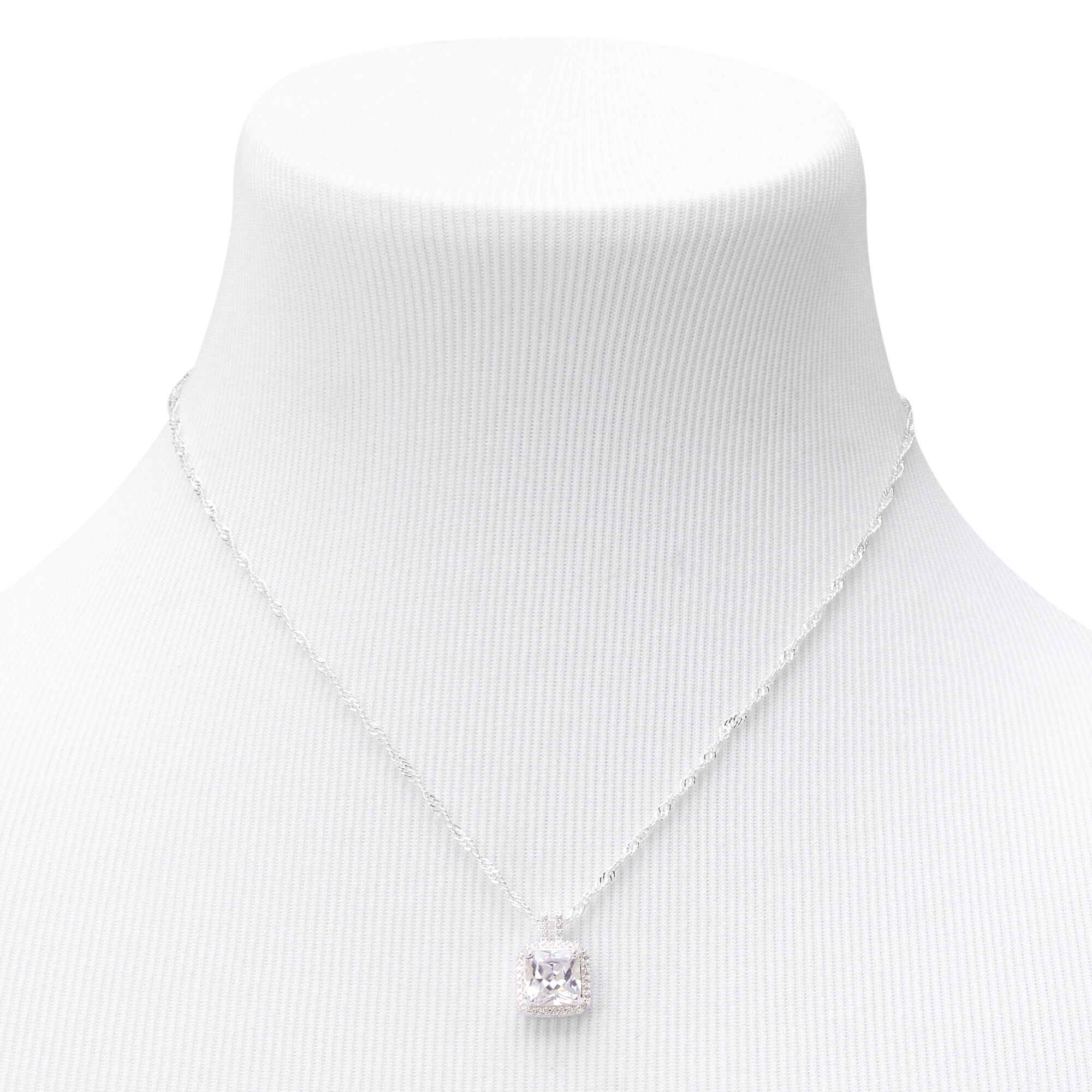 Square cubic sales zirconia necklace
