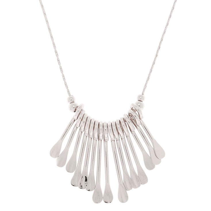 Claire's Collier volumineux avec mini barres couleur argenté