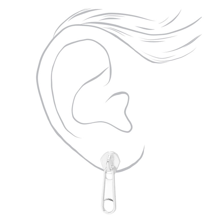 Silver Zipper 1&quot; Drop Earrings,