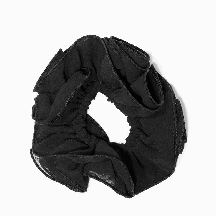 Black Sheer Rose Design Medium Hair Scrunchie