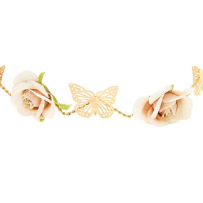 Gold Zig-Zag Butterfly Flower Crown Headwrap,