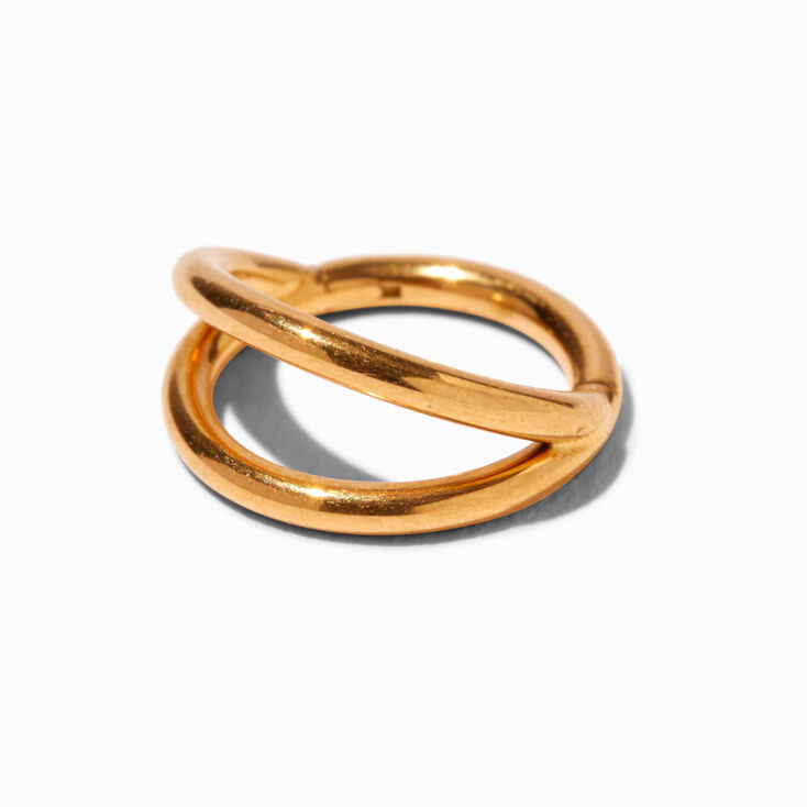 16G Gold-tone Titanium Double Row Nose Ring,