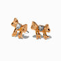 Gold-tone Crystal Heart Bow Stud Earrings,