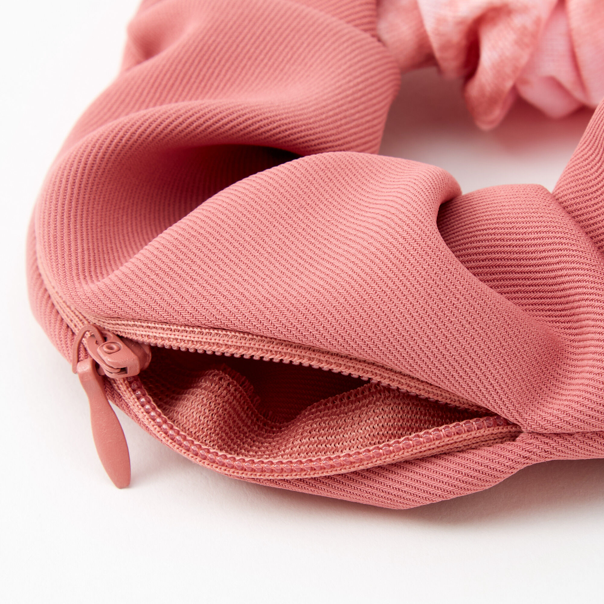 Tie Dye Zip Pocket Hair Scrunchie - Pink,