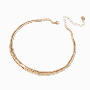 Gold-tone Hammered Texture Collar Necklace,