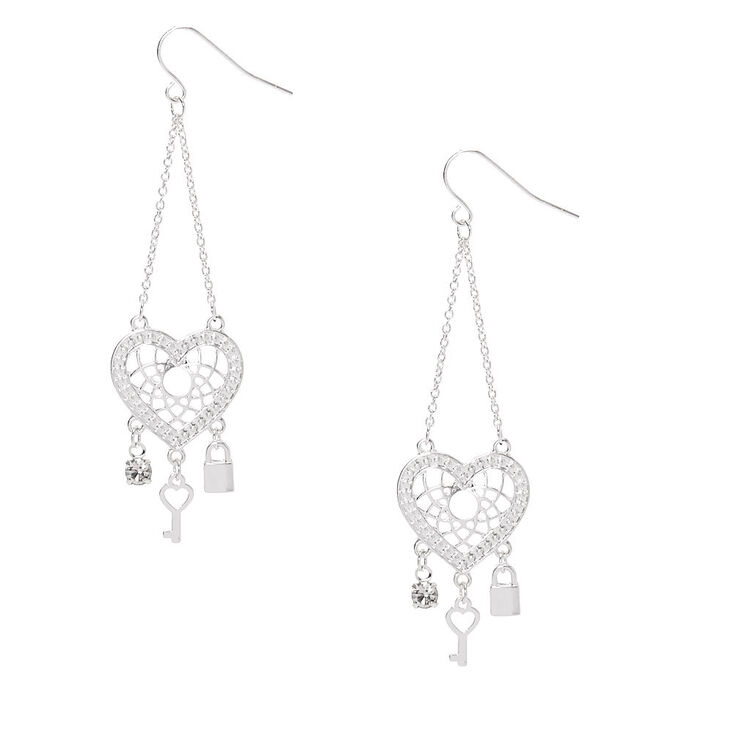 Claire's Pendantes attrape-rêves cœur 6,3 cm couleur argenté