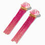 Pink Cowboy Hat Fringe Chains 2&quot; Drop Earrings,