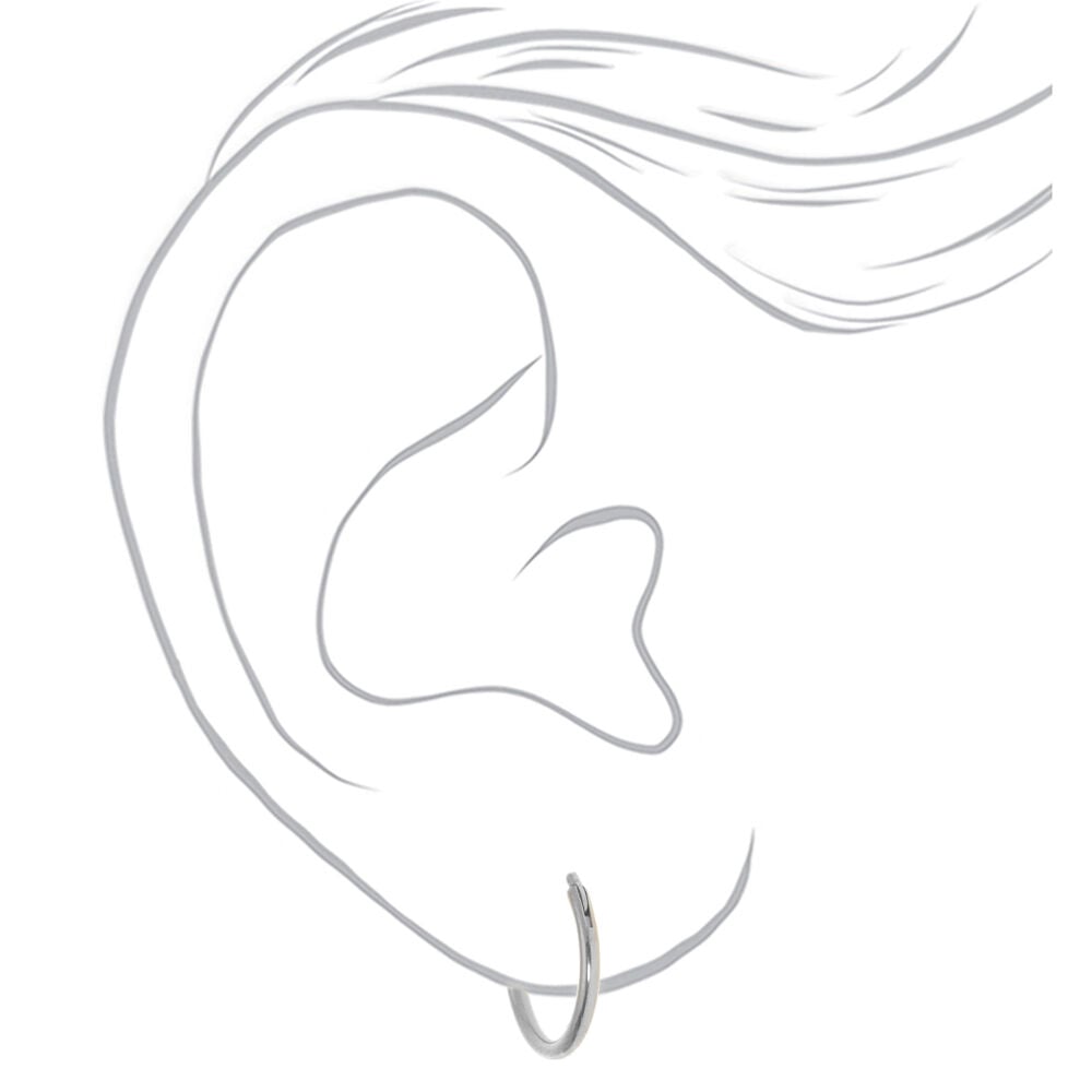 Silver-tone Titanium 12mm Sleek Hoop Earrings,