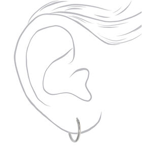 Silver-tone Titanium 12mm Sleek Hoop Earrings,