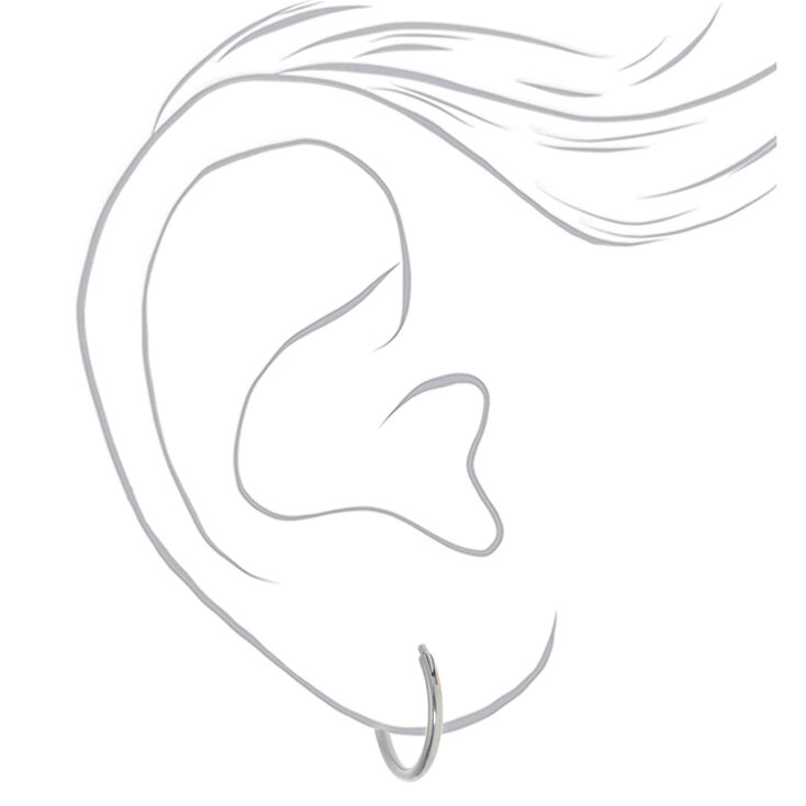 Silver-tone Titanium 12mm Sleek Hoop Earrings,