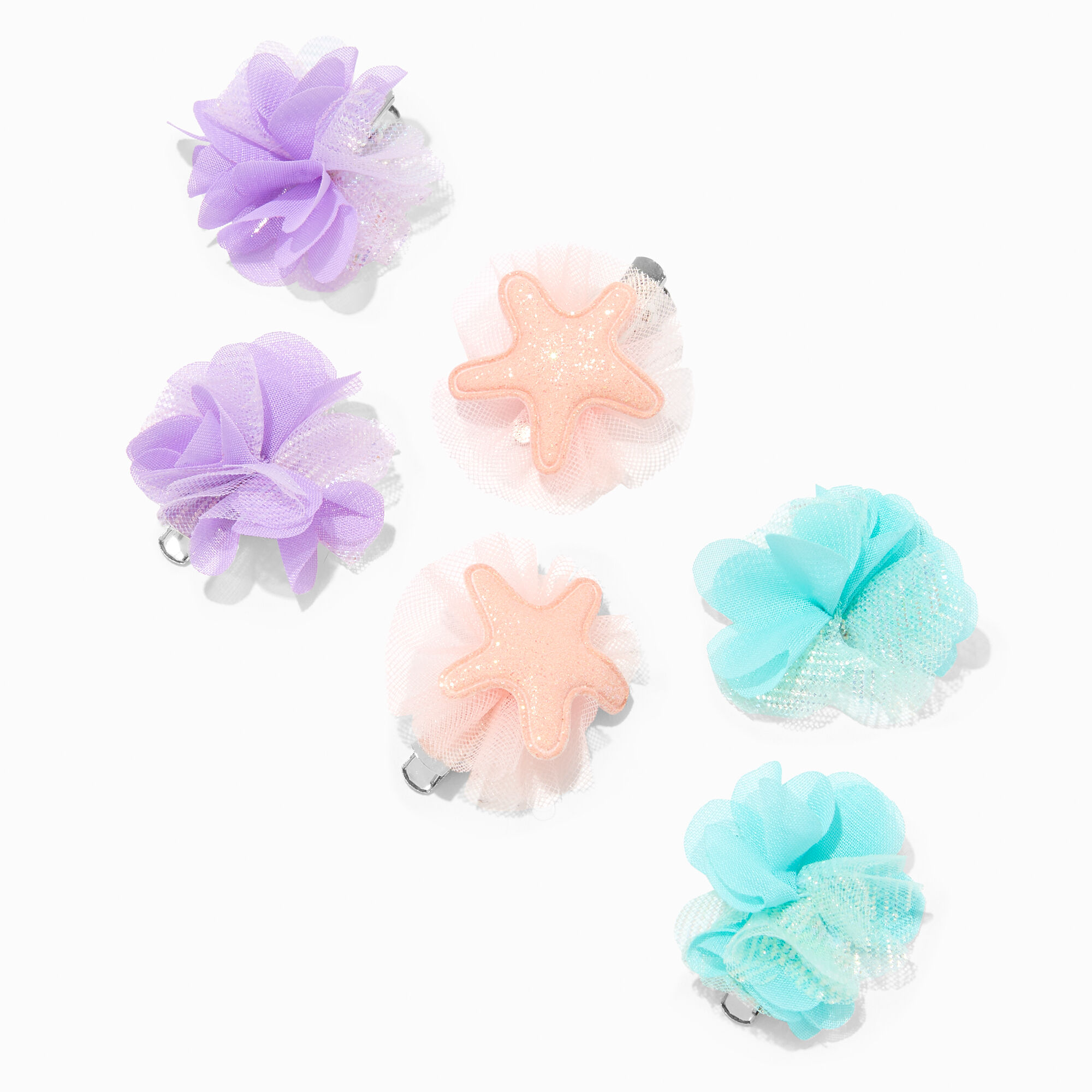 View Claires Club Mermaid Chiffon Hair Clips 6 Pack information