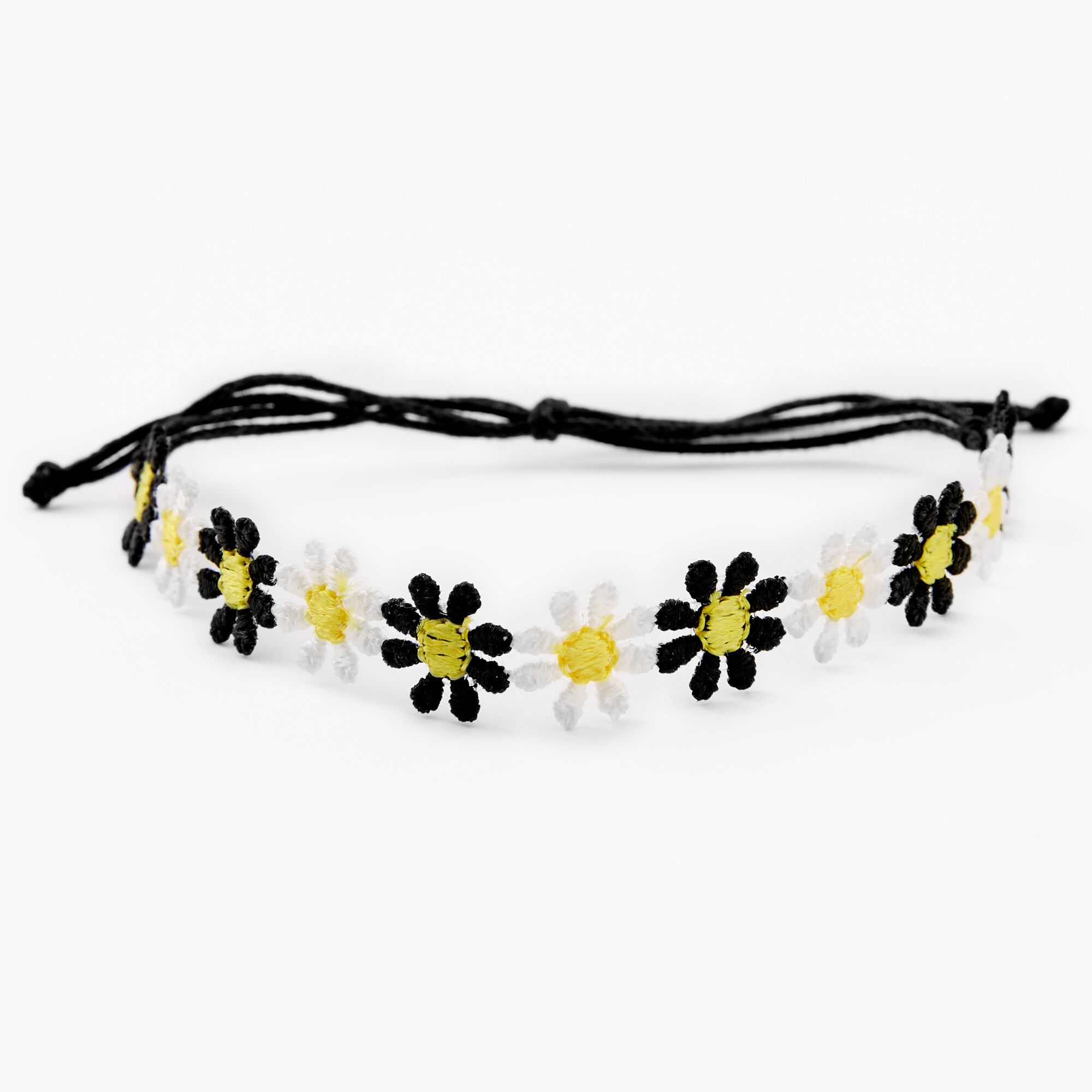 View Claires Embroidered Daisies Cord Anklet Yellow information