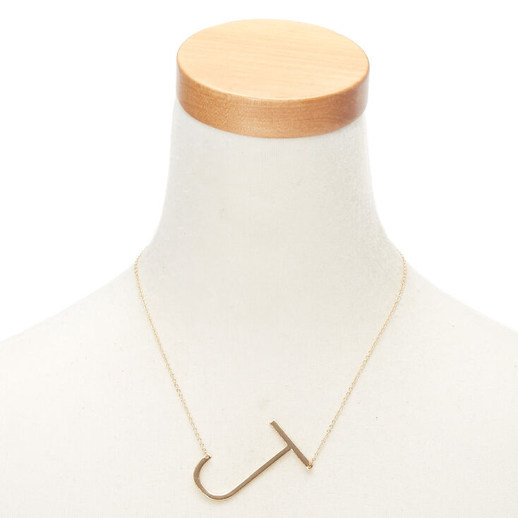 Oversized Initial Pendant Necklace - J,