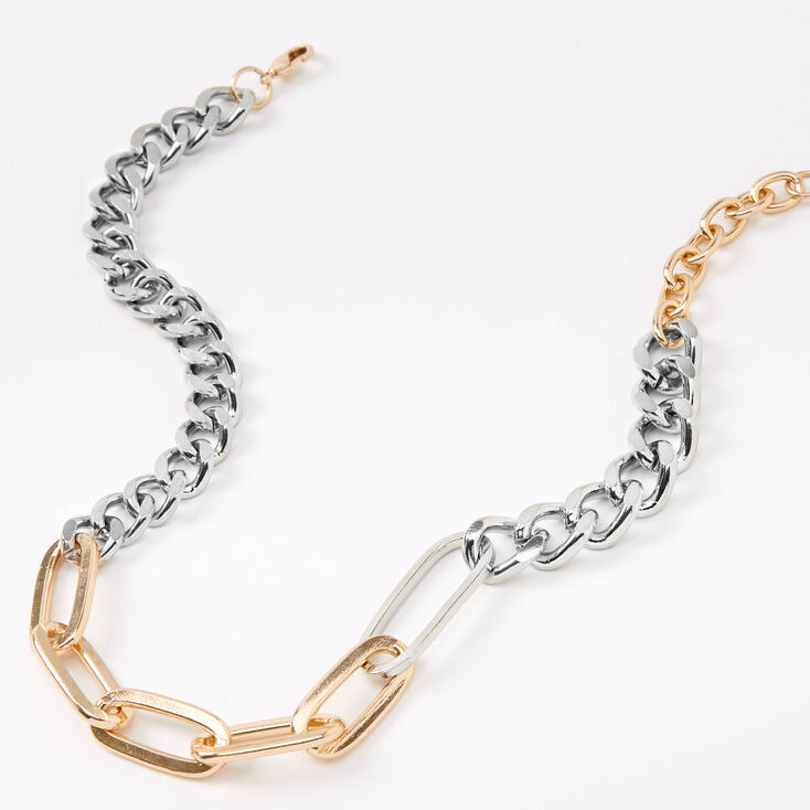 Mixed Metal Chunky Chain Link Necklace,