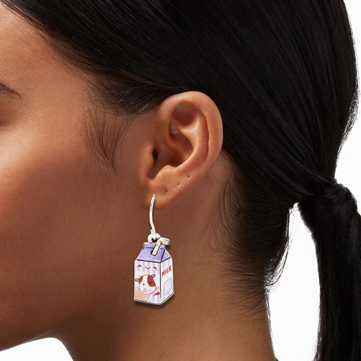 Purple Milk Carton 1&quot; Drop Earrings,