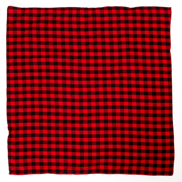 Red &amp; Black Plaid Bandana Headwrap,