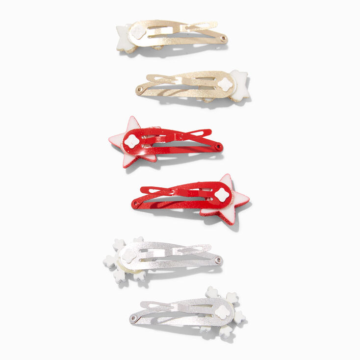 Claire&#39;s Club Glitter Holiday Icons Snap Hair Clips - 6 Pack,