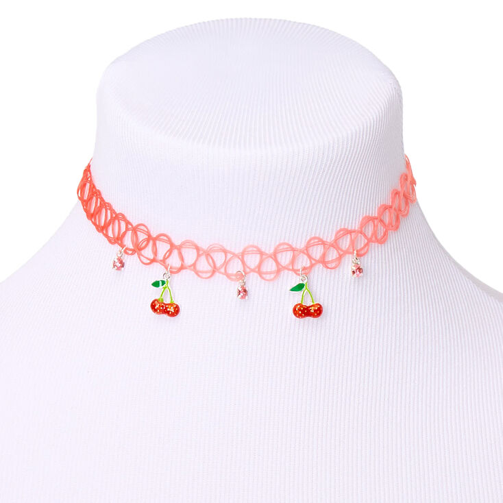 Claire's Ras-de-cou effet tatouage cerise Club Claire's - Rouge