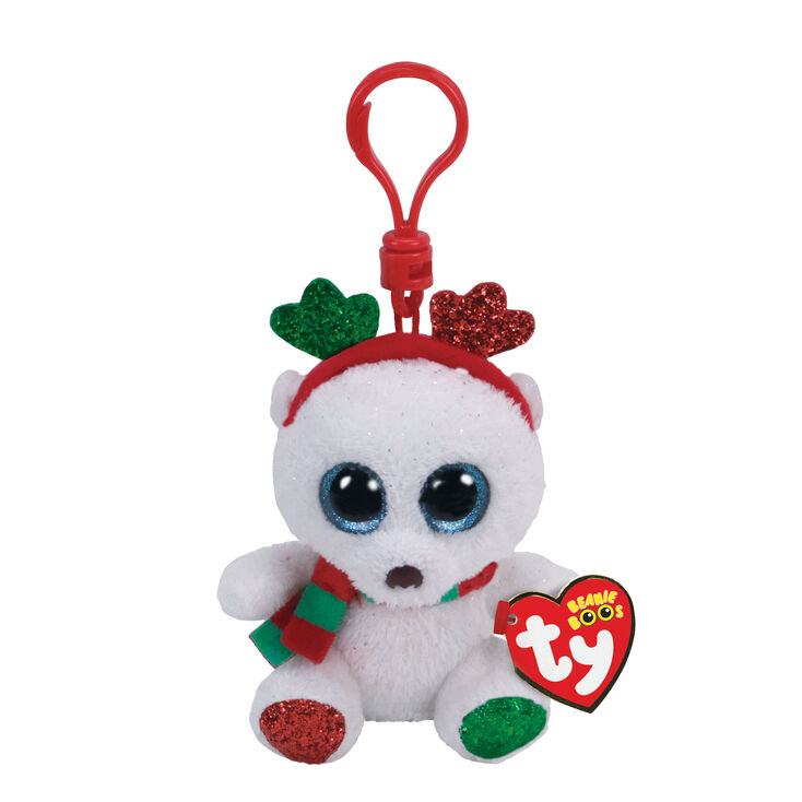 Christmas Beanie Boos 2021 Ty Beanie Boo Frost The Christmas Bear Keyring Clip Claire S