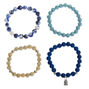 Marble Beaded Stretch Bracelets - Blue, 4 Pack,