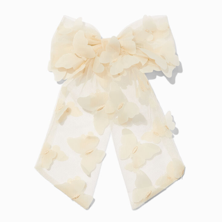 Ivory Chiffon Butterfly Hair Bow Clip,