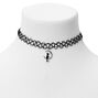 Black Cat Mood Tattoo Choker Necklace - Black,