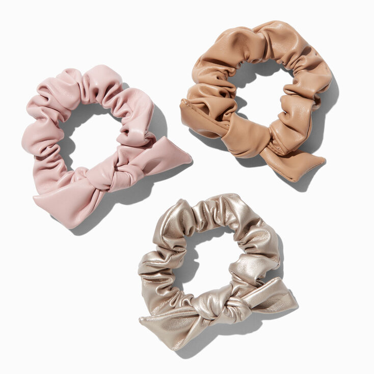 Faux Leather Knotted Hair Scrunchies - 3 Pack,