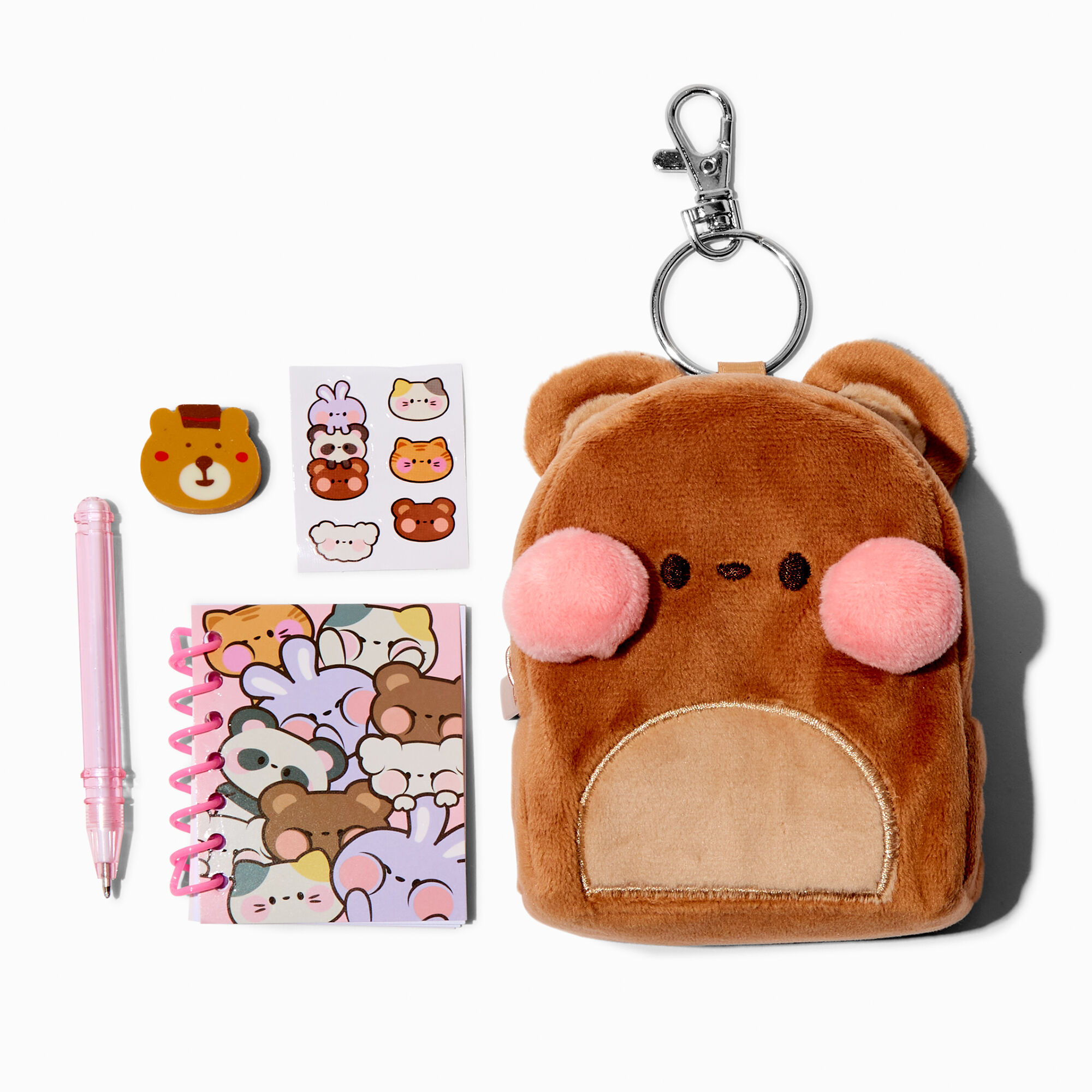 View Claires Bear 4 Backpack Stationery Set Brown information