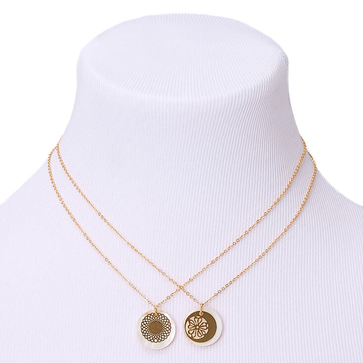 Gold Filigree Shine Pendant Necklaces - 2 Pack,