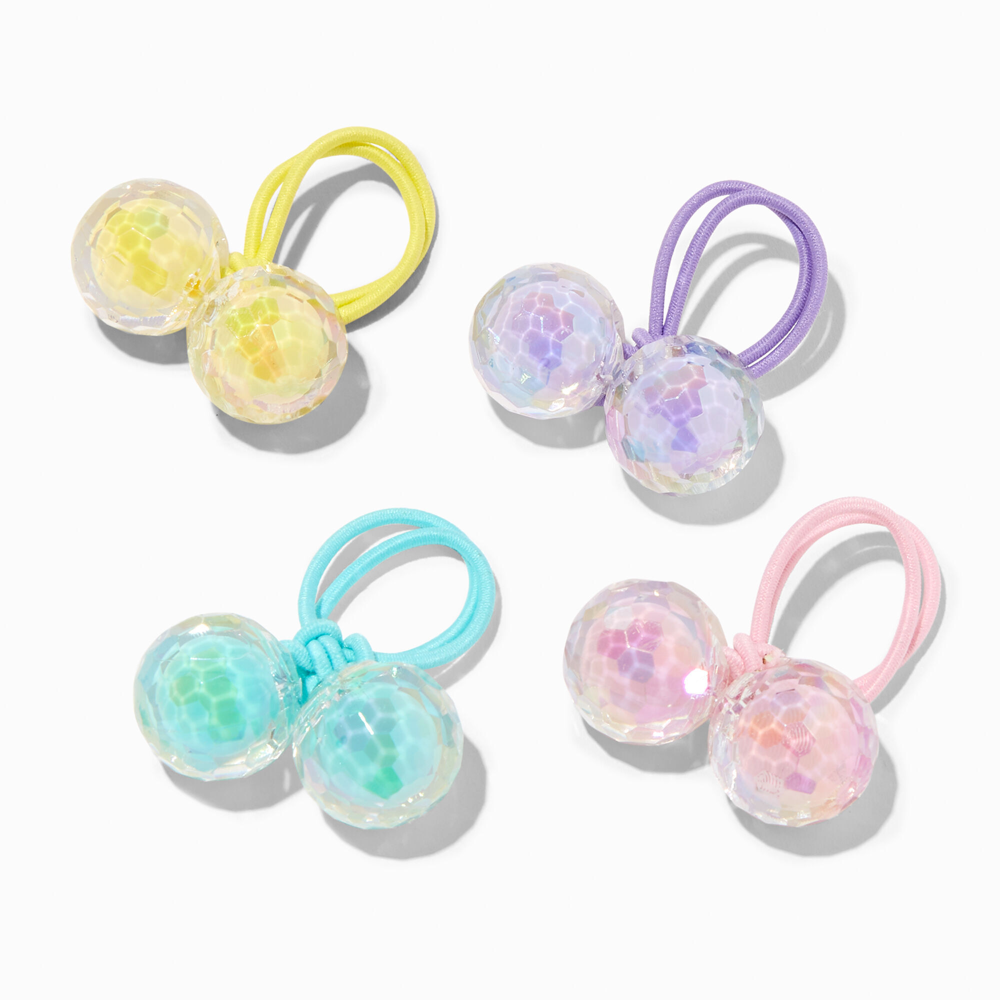 View Claires Club Pastel Iridescent Knocker Bead Hair Ties 4 Pack information
