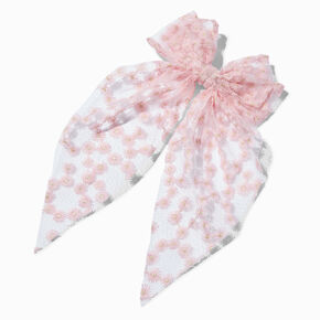 Pink Daisy Lace Hair Bow Clip,
