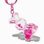 Pink Bunny Water-Filled Glitter Keychain,