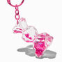 Pink Bunny Water-Filled Glitter Keyring,
