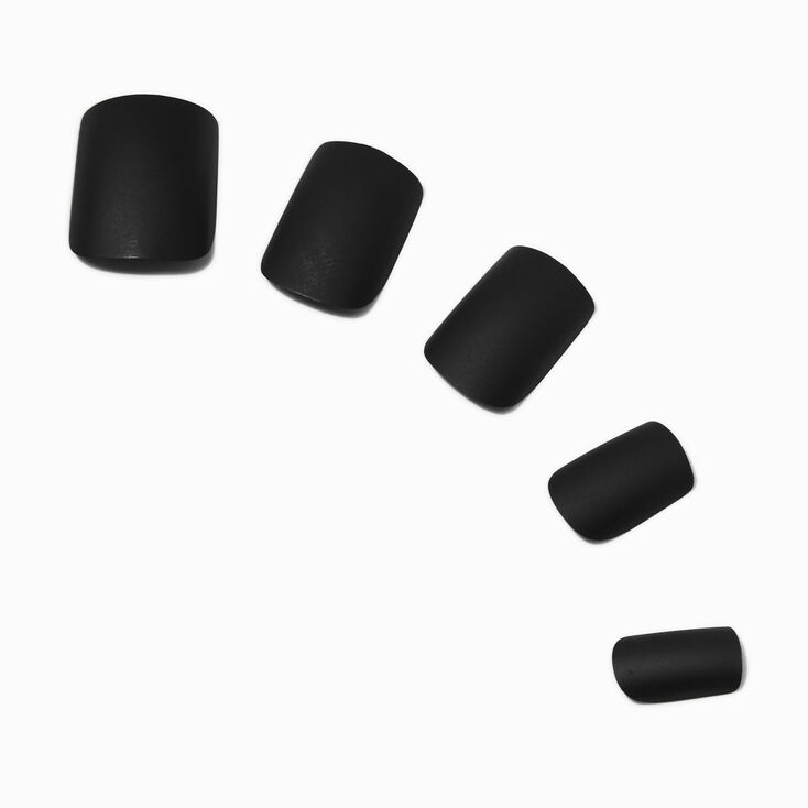 Matte Black Medium Square Vegan Faux Nail Set - 24 Pack,