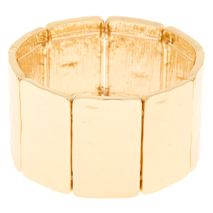 Claire's Bracelet élastique en métal martelé couleur doré