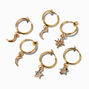 Gold-tone Celestial Clip-On Huggie Hoop Earrings - 3 Pack,