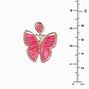 Pink Threader Butterfly 2&quot; Drop Earrings ,